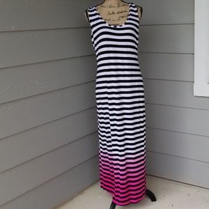 Black, pink and white maxi dress